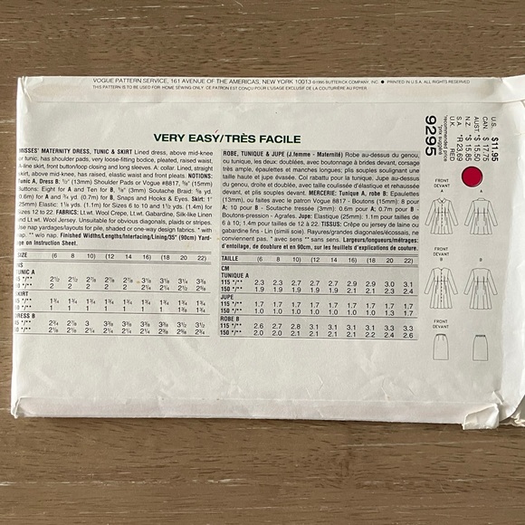 Maternity Sewing Pattern Bundle Vogue 9295 McCalls 6444 McCalls 7622 all Uncut - Picture 6 of 11